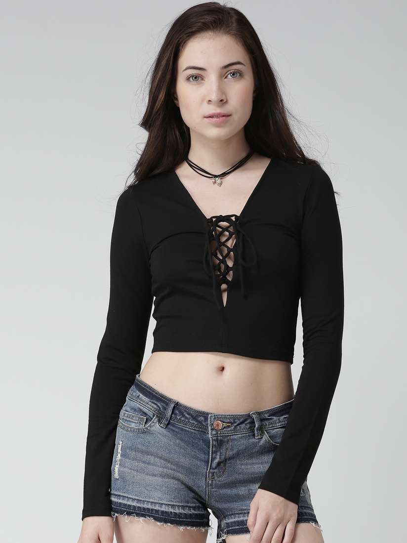 forever 21 lace up crop top