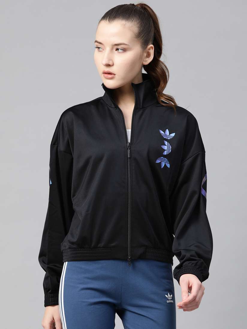 Buy ADIDAS Originals Women Black Large Logo Print Track Bomber Jacket Jackets for Women 12787612 Myntra