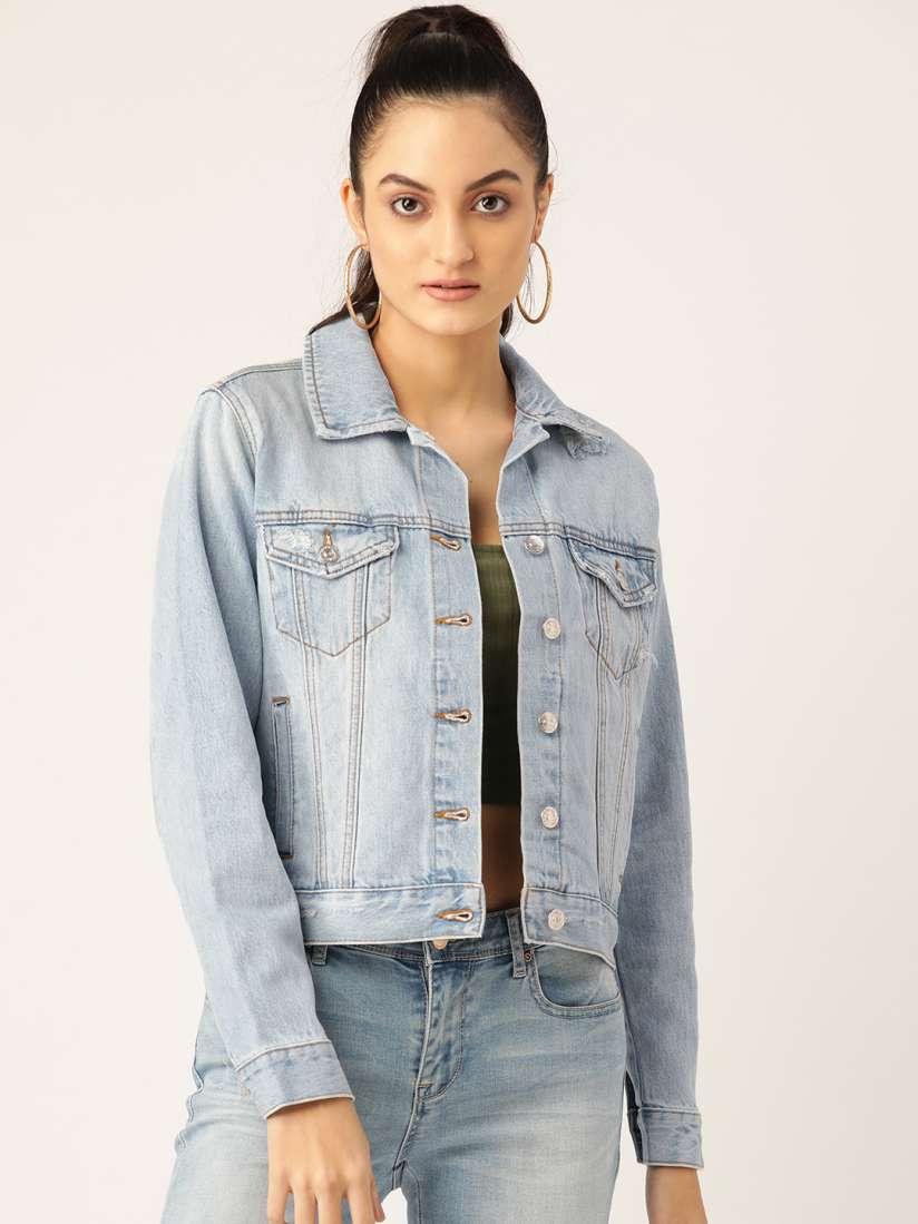 Distressed denim jacket forever 21 on sale