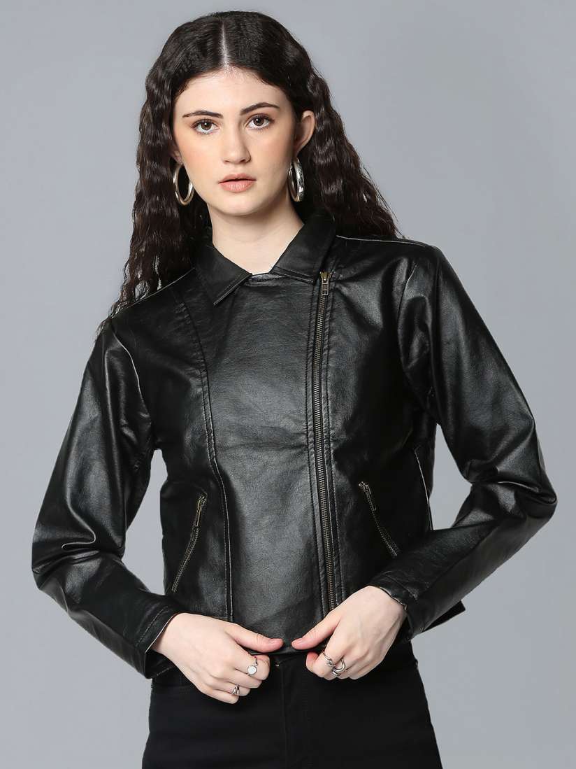 Buy Flying Machine Women Black Solid Lightweight Biker Jacket Jackets for Women 12802300 Myntra