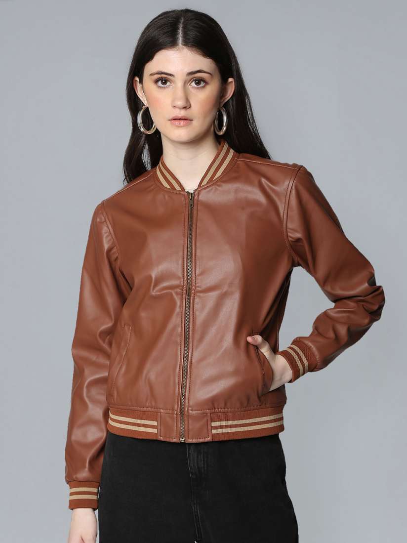 Buy Flying Machine Women Brown Solid Lightweight Bomber Jacket Jackets for Women 12802320 Myntra