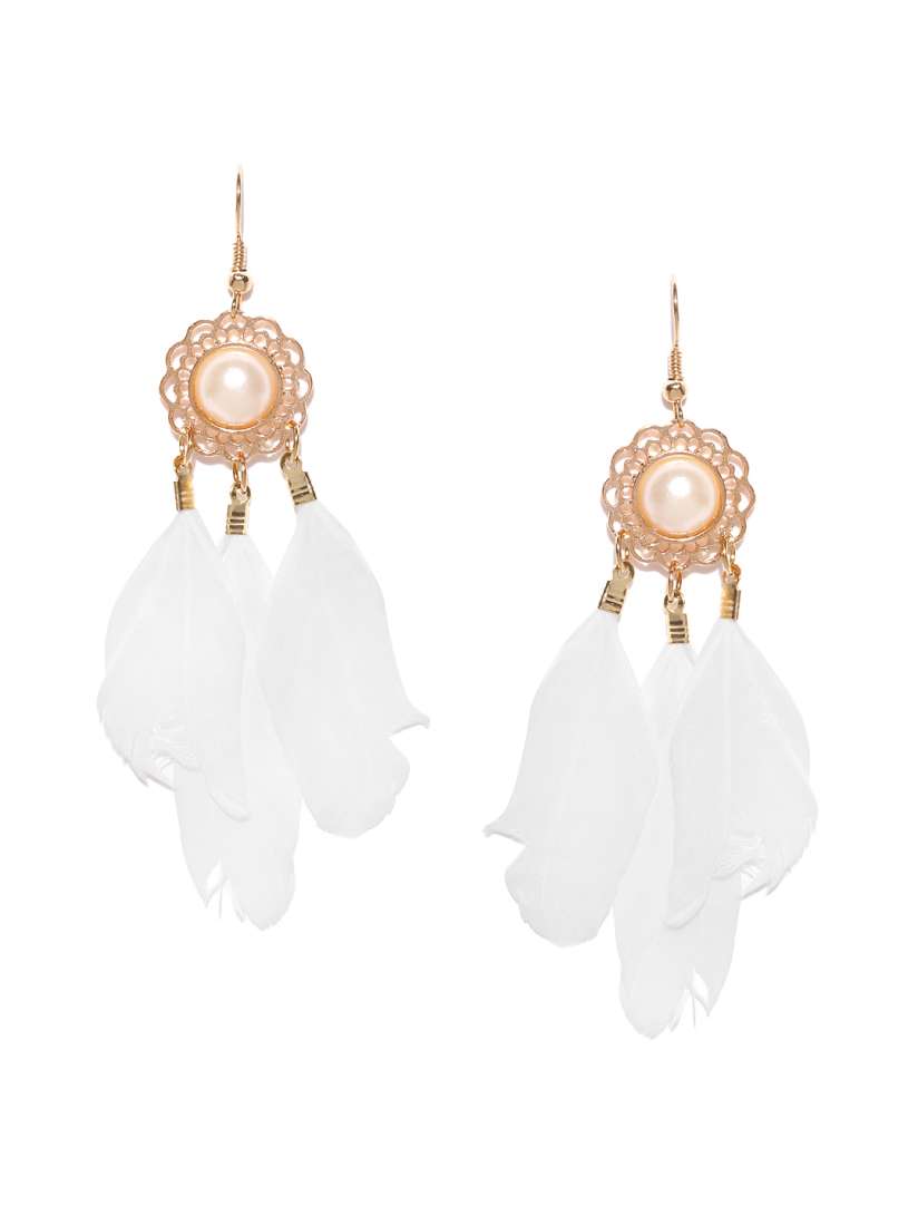 Feather earrings myntra shop