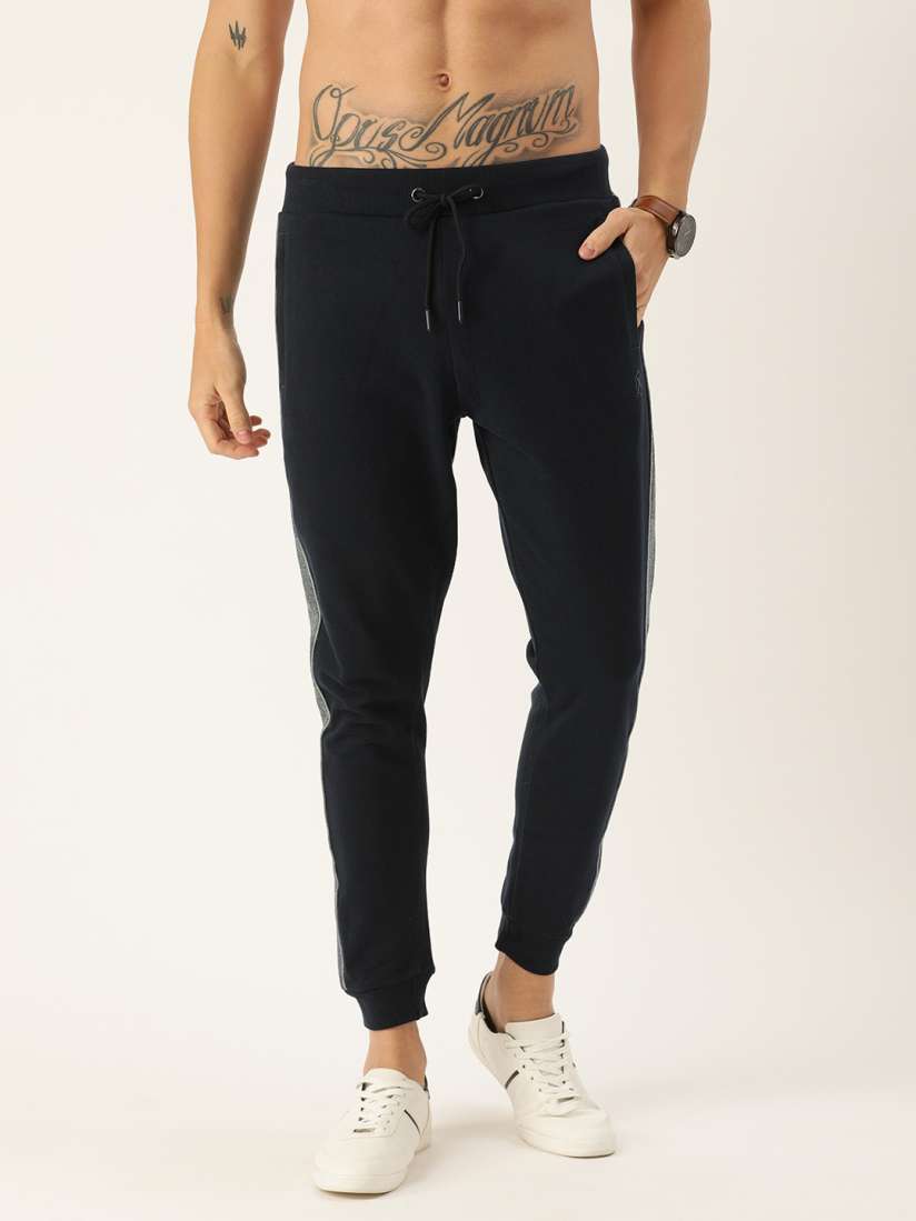 Buy Flying Machine Men Navy Blue Straight Fit Solid Joggers with Side Stripes Track Pants for Men 12817614 Myntra