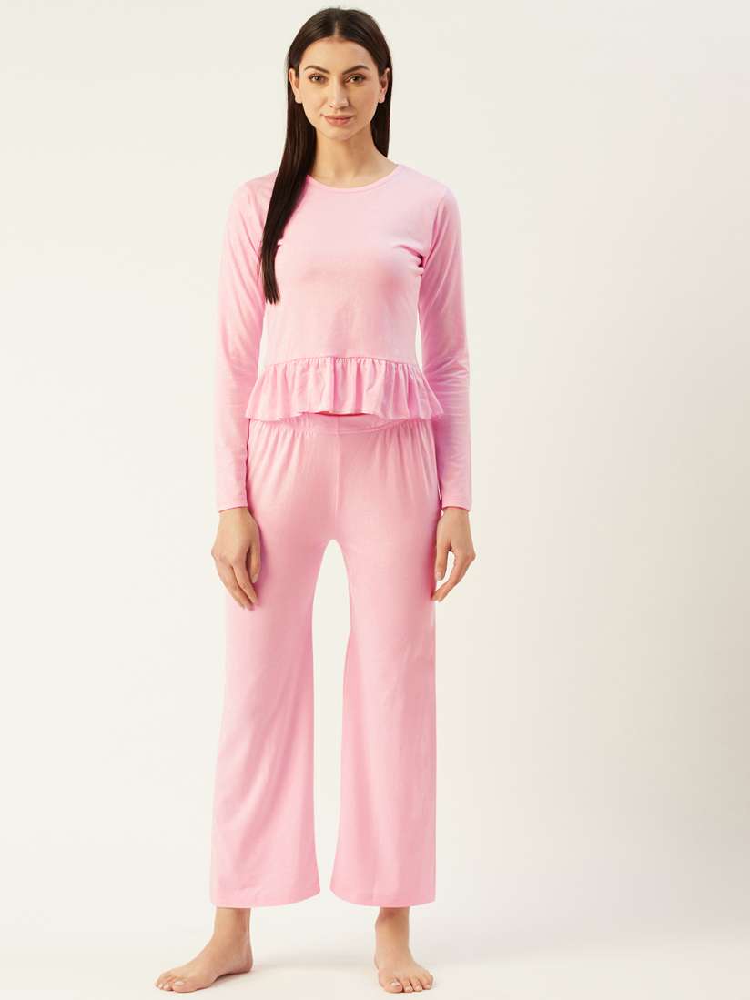 Buy Klamotten Women Pink Solid Night suit Night suits for Women 12829536 Myntra