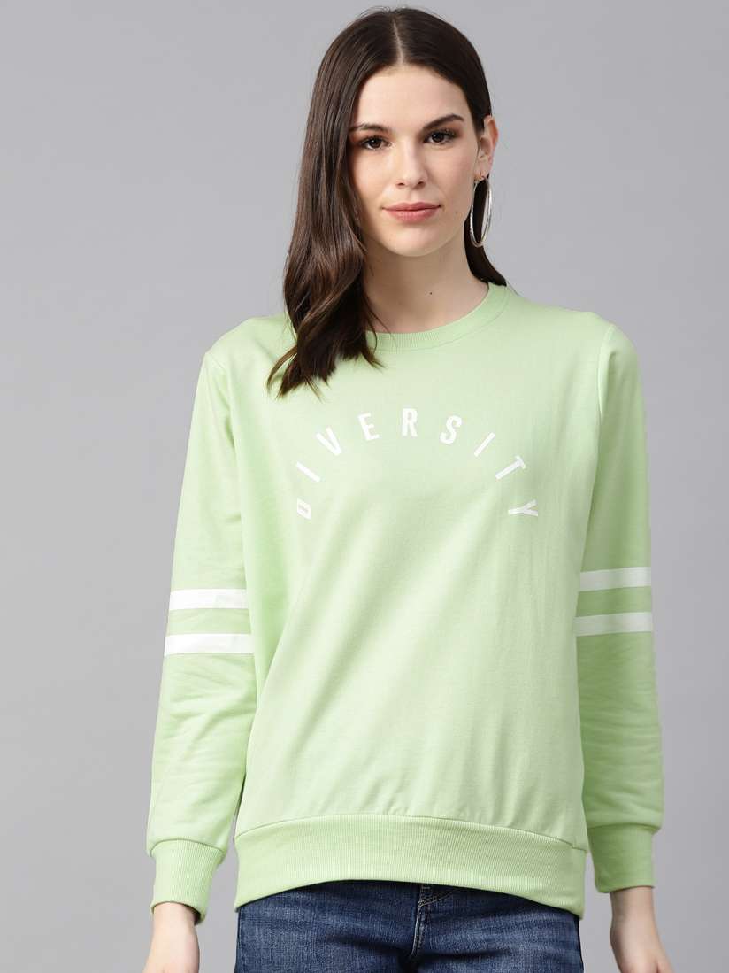 Buy plusS Women Lime Green White Printed Sweatshirt Sweatshirts for Women 12831972 Myntra