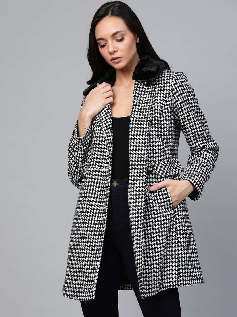 Houndstooth peacoat women's hot sale