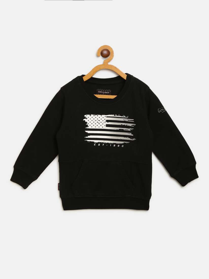 Buy Gini and Jony Boys Black White Graphic Print Sweatshirt Sweatshirts for Boys 12839924 Myntra