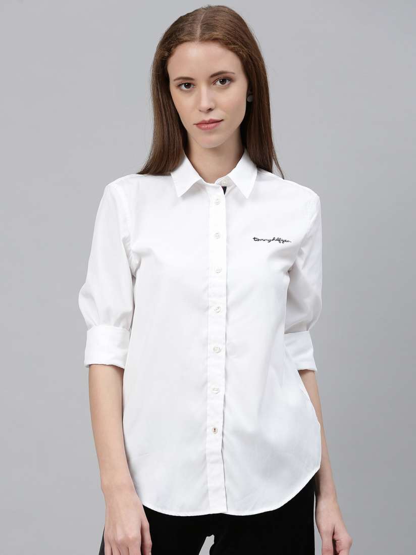 Buy Tommy Hilfiger Women White Regular Fit Solid Casual Shirt Shirts for Women 12843442 Myntra