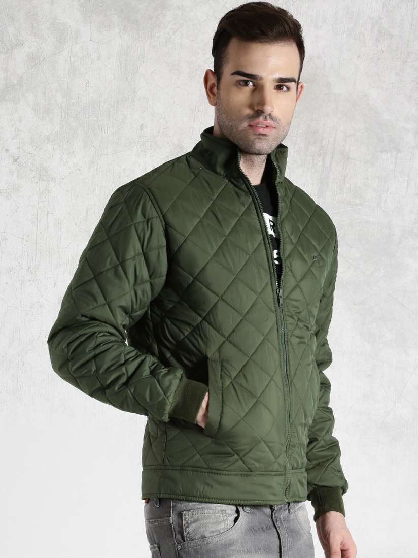 Olive green quilted bomber jacket new arrivals