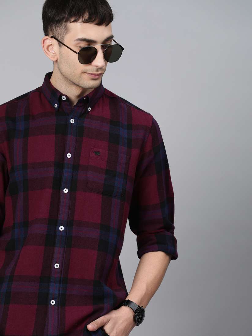 Mens maroon flannel shirt clearance
