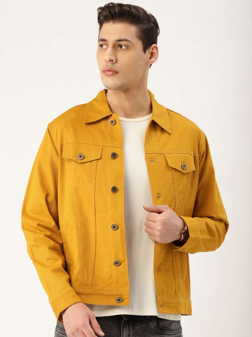 Buy Style Quotient Men Mustard Yellow Solid Denim Jacket Jackets for Men 12861660 Myntra