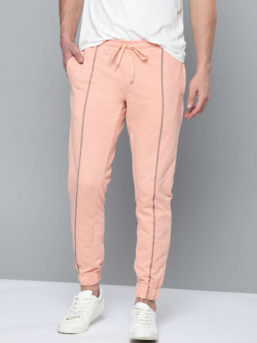 Buy Mast Harbour Men Peach Coloured Solid Joggers Track Pants for Men 12864828 Myntra