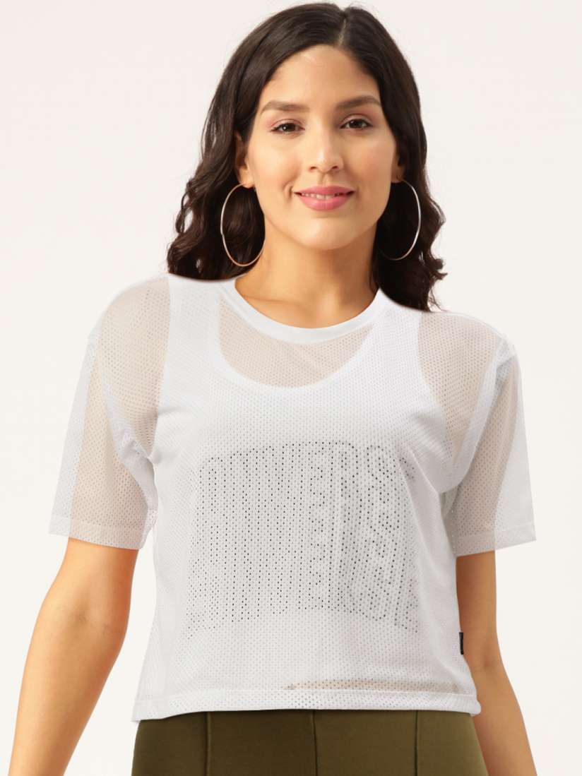 Buy Converse Women White Self Design Round Neck T shirt Tshirts for Women 12866520 Myntra