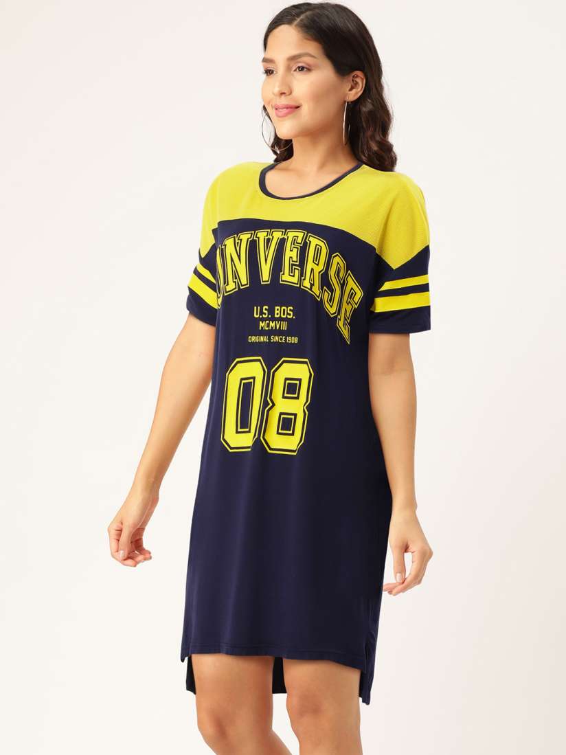 Buy Converse Women Navy Blue Printed High Low Hem T shirt Dress Dresses for Women 12866596 Myntra
