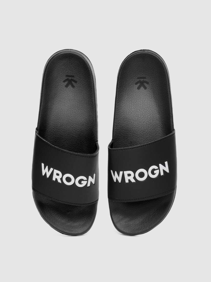Buy WROGN Men Black Printed Sliders Flip Flops for Men 12868302 Myntra