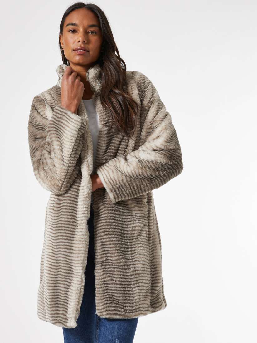 Dorothy perkins grey faux fur coat sales