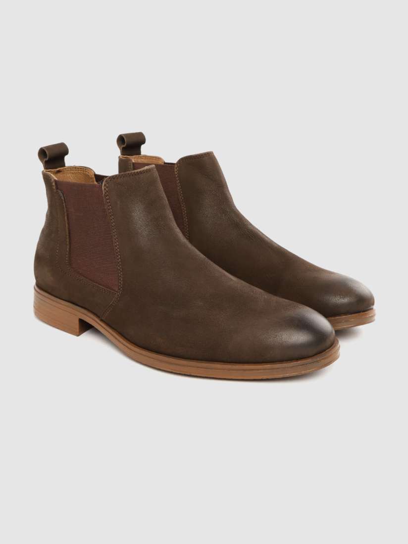 Buy CLOG LONDON Men Coffee Brown Solid Leather Mid Top Chelsea Boots Boots for Men 12877772 Myntra