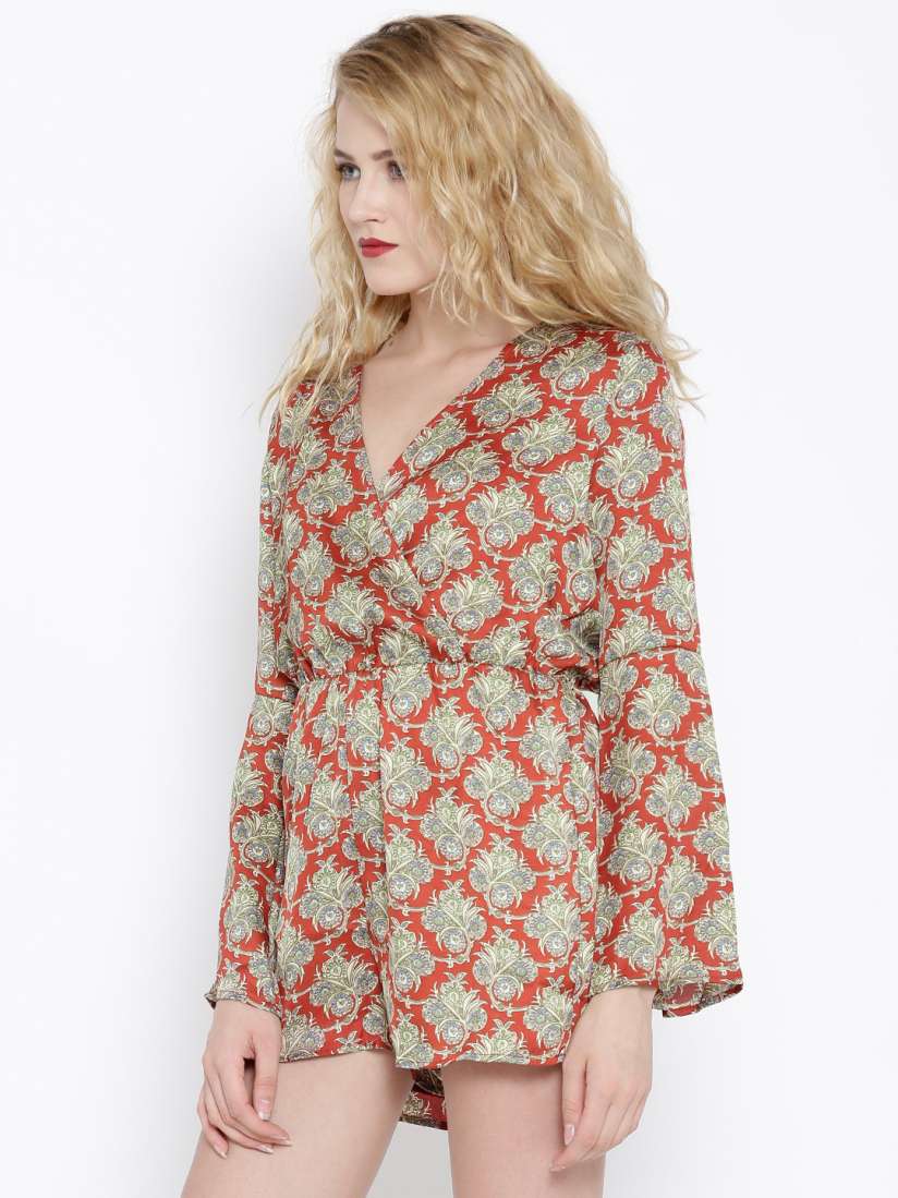 Buy Fashion Union Rust Red Green Printed Playsuit Jumpsuit for Women 1288676 Myntra