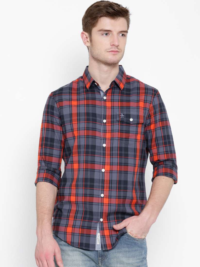 Buy Original Penguin Grey Checked Heritage Slim Fit Casual Shirt Shirts for Men 1288857 Myntra