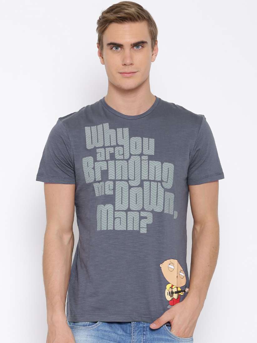 Buy Family Guy Grey Printed Pure Cotton T shirt Tshirts for Men 1289279 Myntra