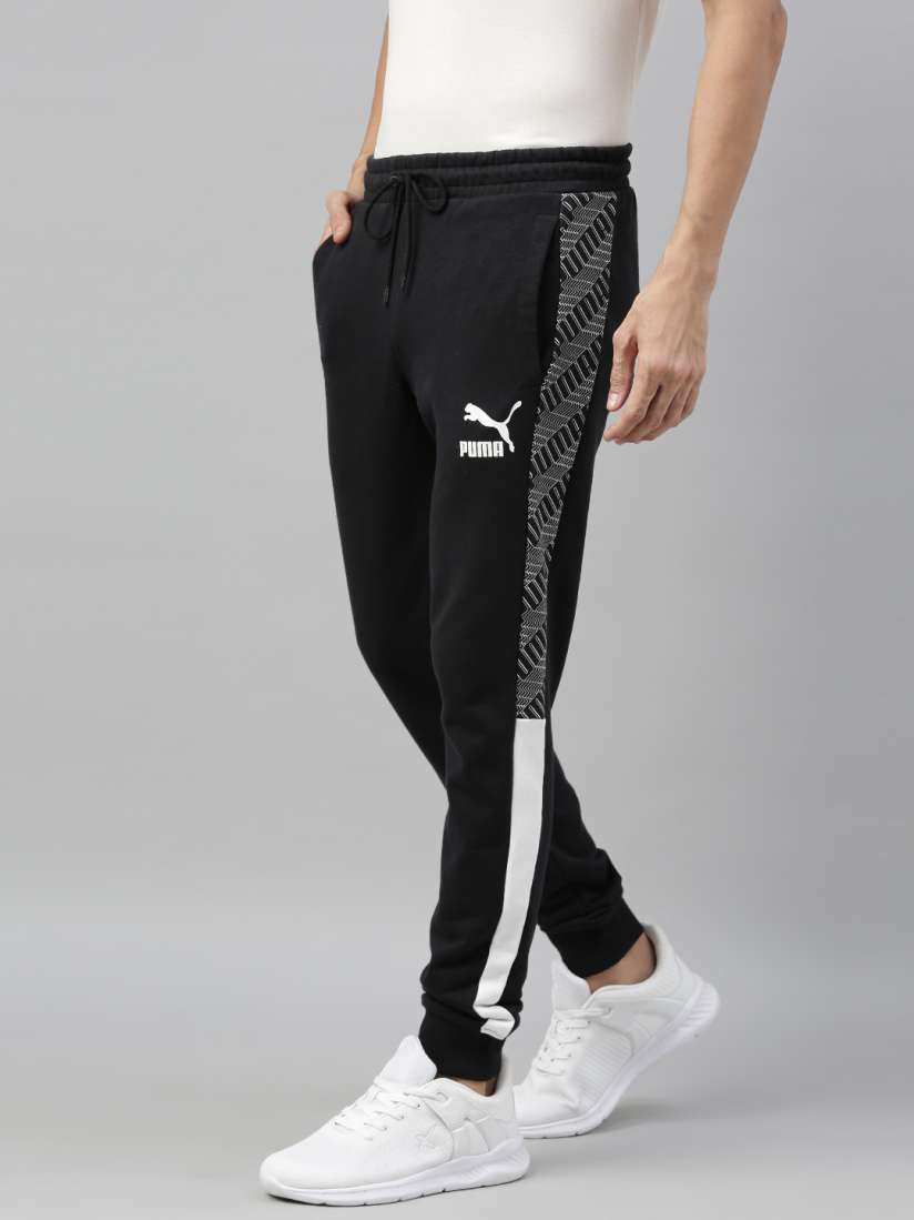 Buy Puma Men Black Straight Fit Solid Joggers with Side Taping Track Pants for Men 12899878 Myntra
