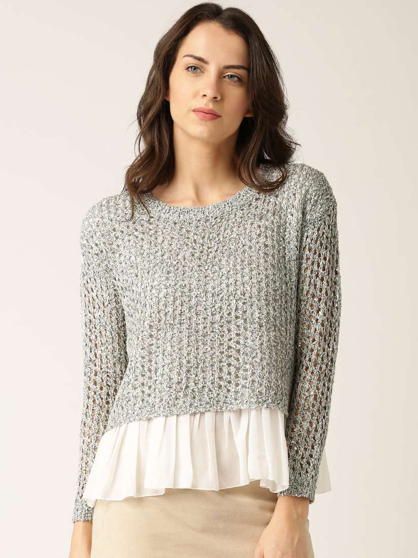 Dress Layered Pullover Buy DressBerry Grey White Layered Sequinned