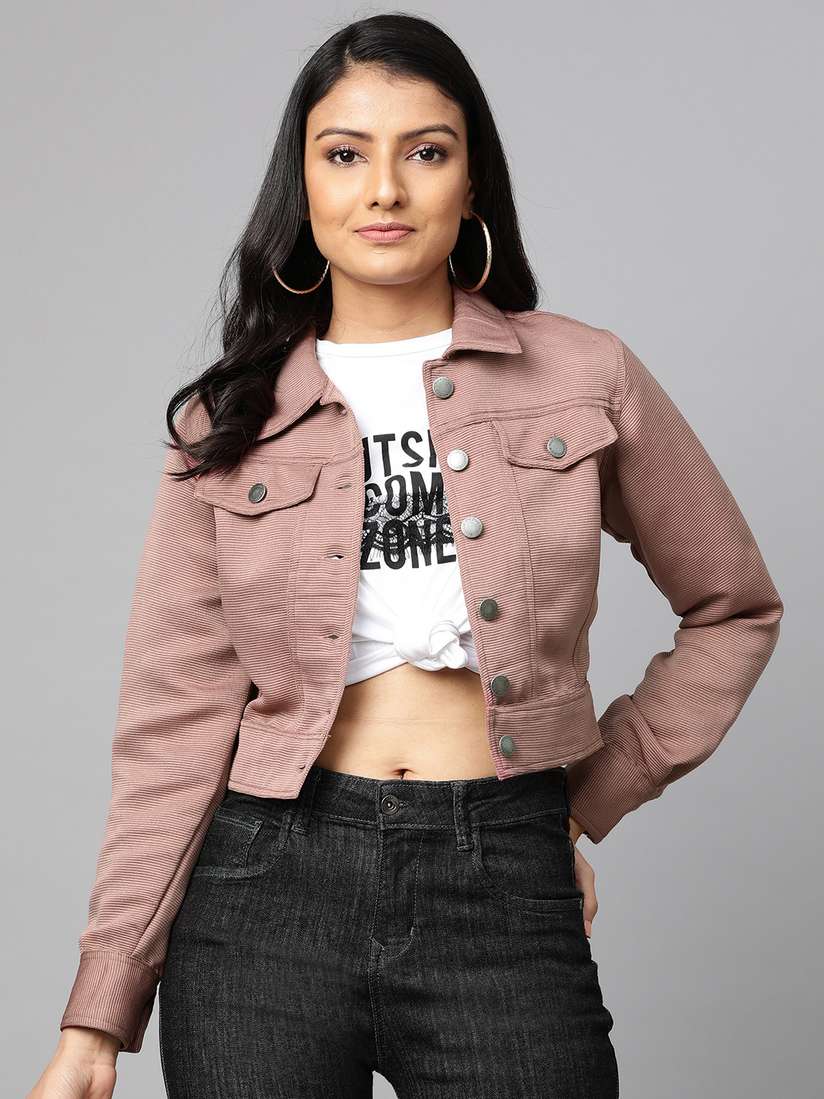 Buy plusS Women Pink Solid Corduroy Tailored Jacket Jackets for