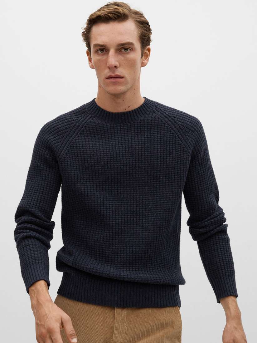 Buy MANGO MAN Men Navy Blue Ribbed Pullover Sweater Sweaters for Men 12922260 Myntra