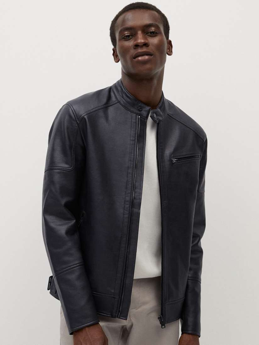 Mango men's leather jacket top