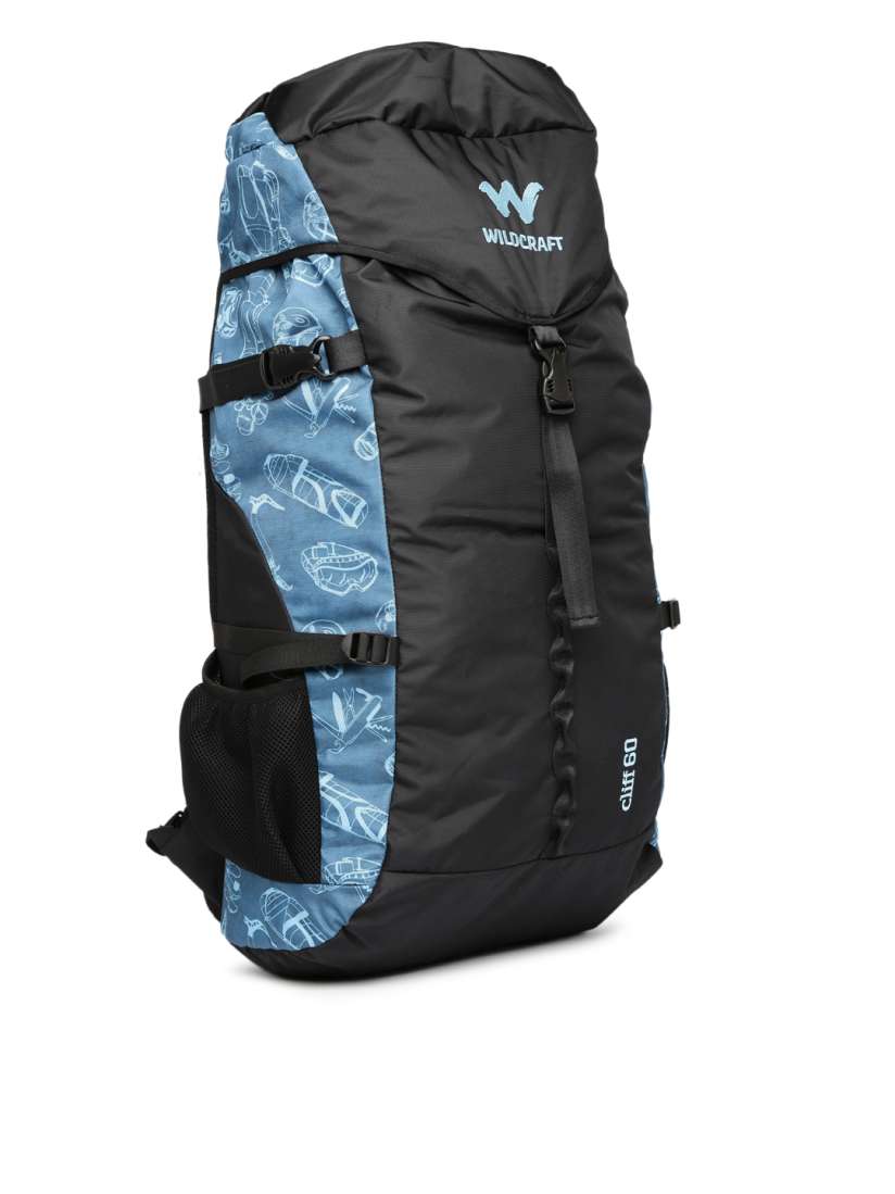 Buy Wildcraft Unisex Black Blue Printed Cliff 60 Rucksack Rucksacks for Unisex 1293270 Myntra