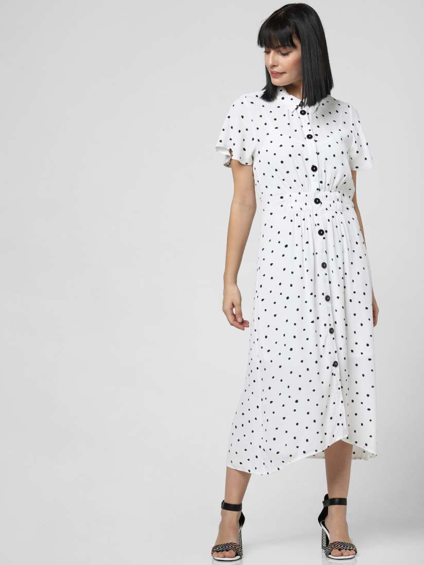Buy Vero Moda Women White Black Polka Dot Print Shirt Dress Dresses for Women 12941870 Myntra