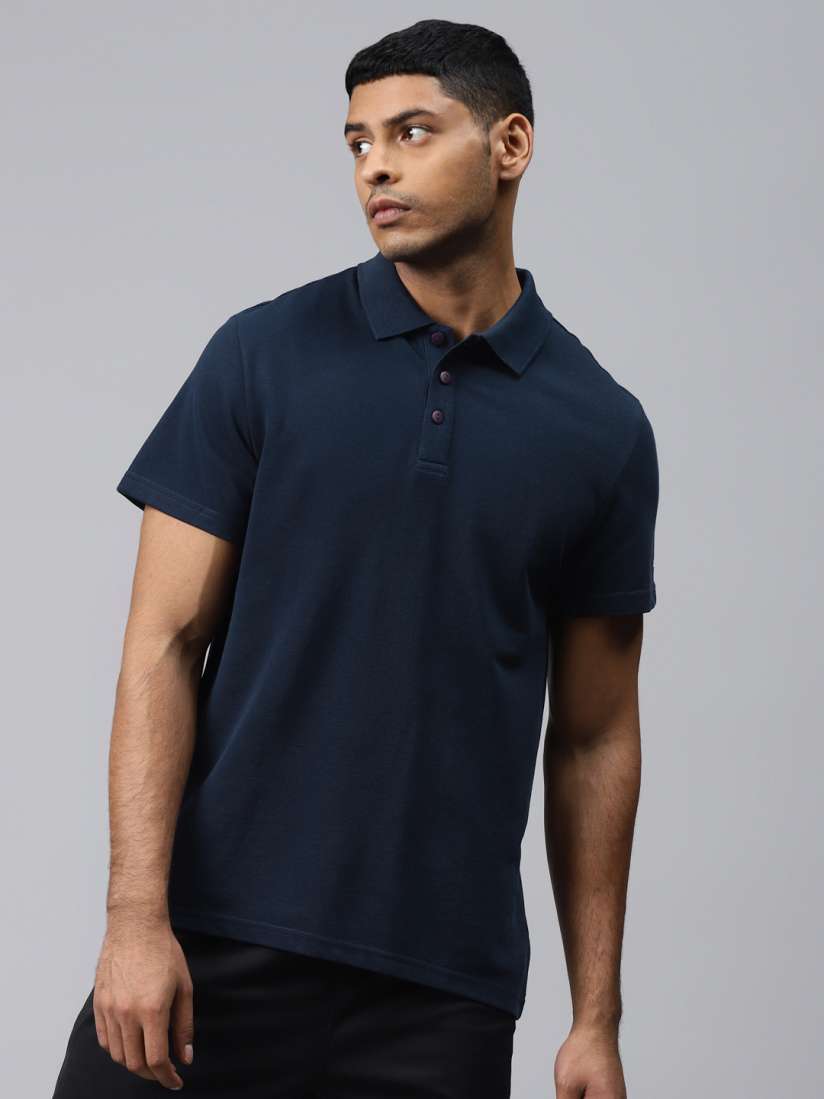 Buy ADIDAS Men Navy Blue Sport Inspired Essential Base Solid Polo Collar T shirt Tshirts for Men 12946150 Myntra