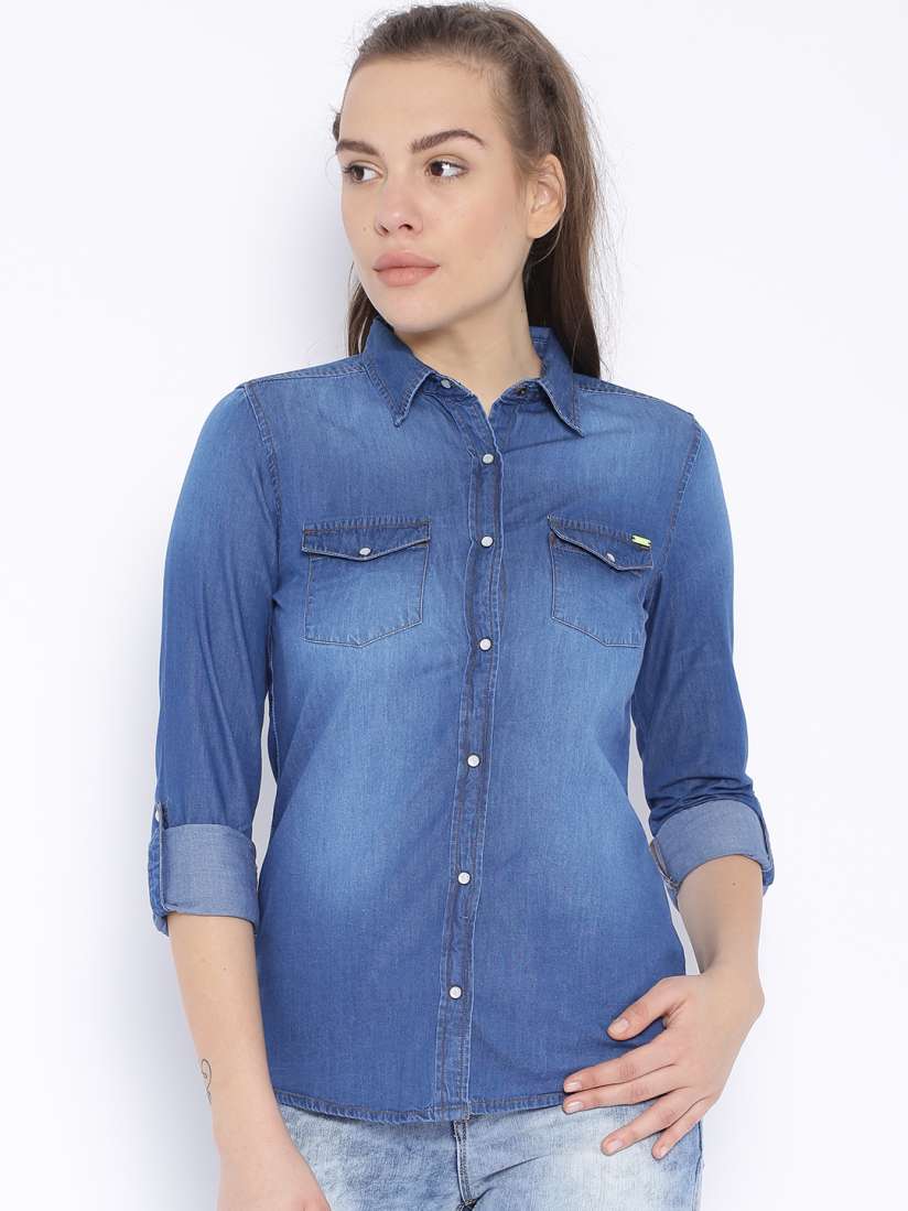 Wrangler blue denim shirts outlet