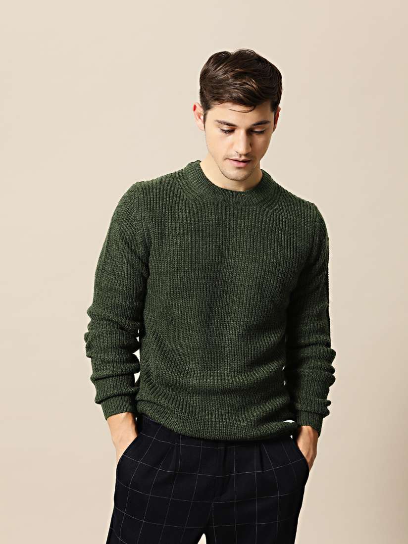 Buy Mr Bowerbird Men Olive Green Solid Pullover Sweater Sweaters for Men 12958232 Myntra