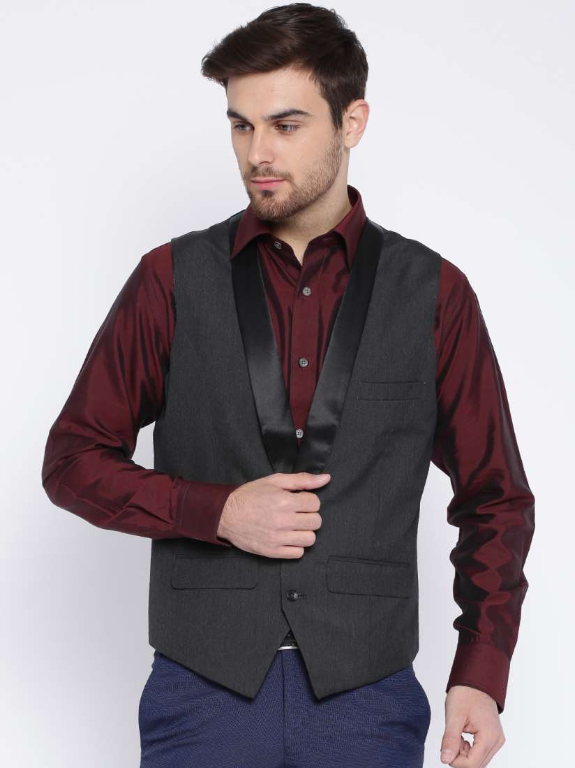 Buy Raymond Charcoal Grey Waistcoat Waistcoat for Men 1297188 Myntra
