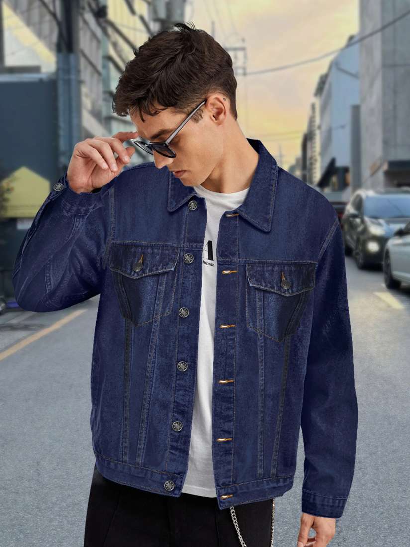 Street style denim jacket men sales