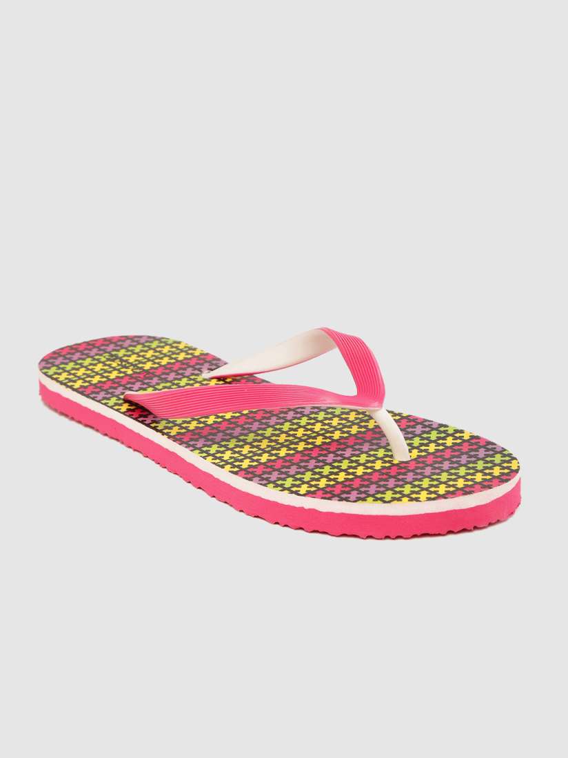 Buy DressBerry Women Pink Yellow Printed Thong Flip Flops Flip Flops for Women 12974852 Myntra