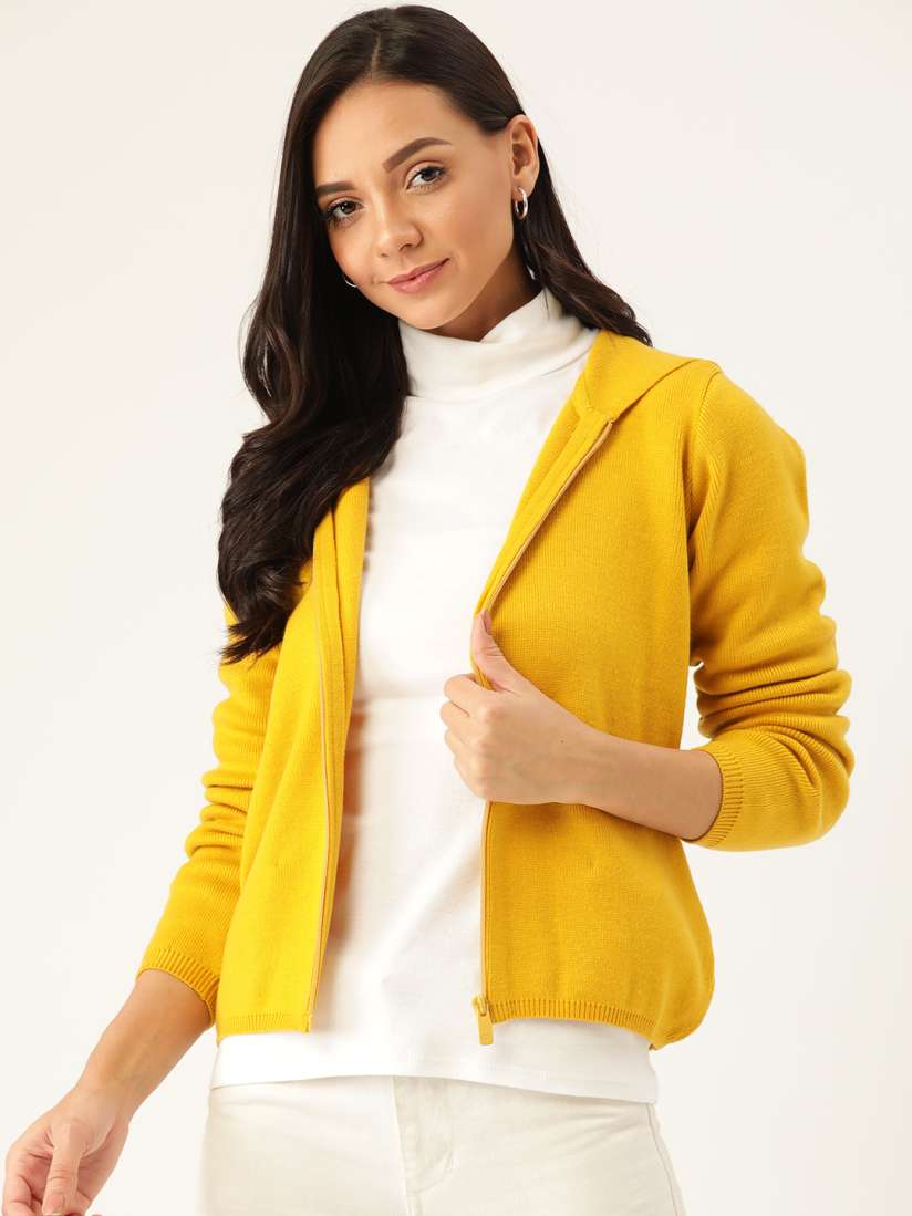 Mustard hooded cardigan hot sale