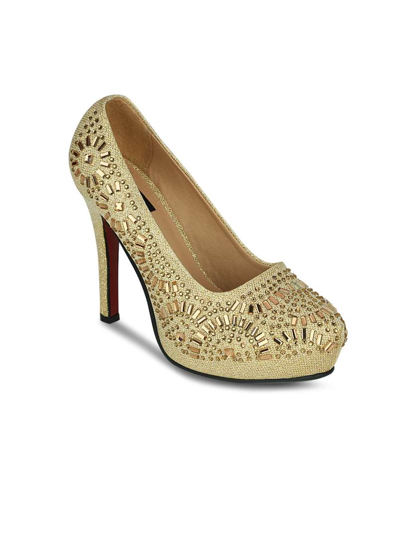 Buy Kielz Women Gold Toned Embellished Pumps Heels for Women 1299596 Myntra