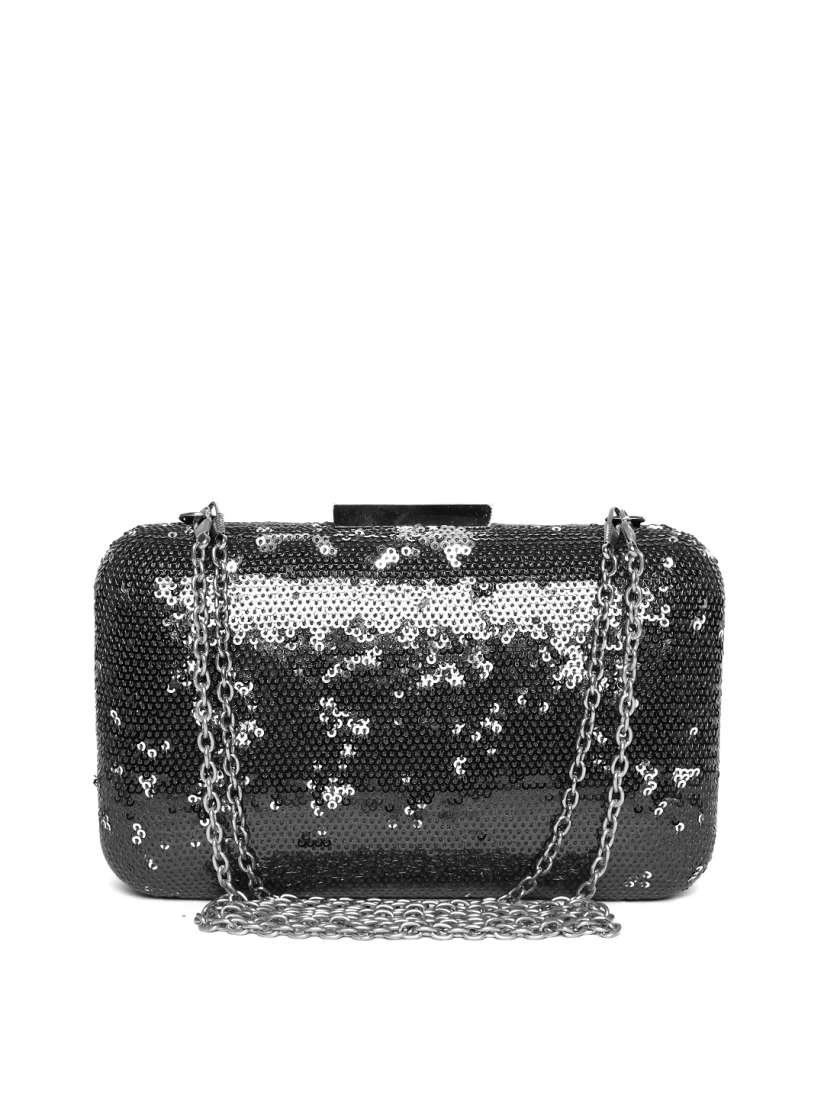 Buy Satya Paul Black Sequinned Box Clutch with Chain Strap Clutches for Women 1299930 Myntra