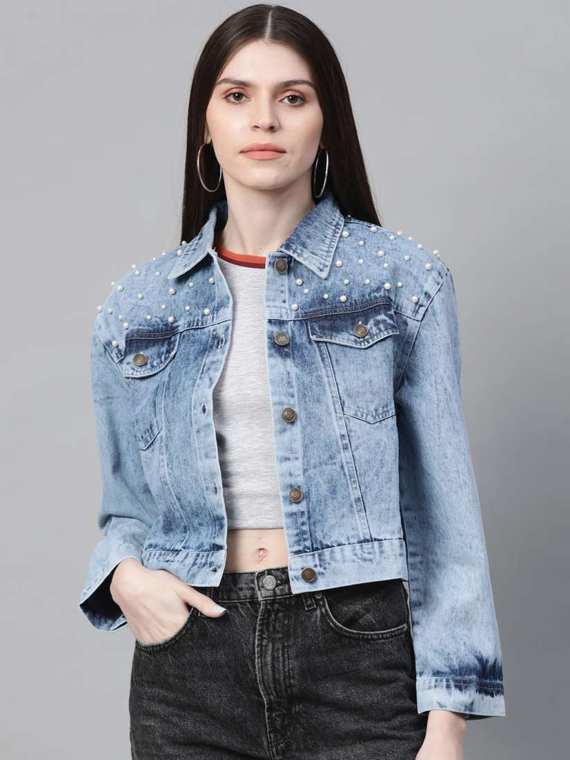 Myntra women denim jacket clearance
