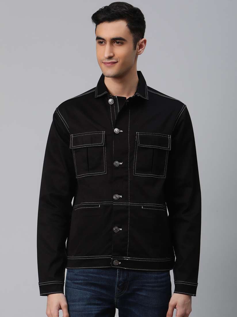 Buy Hubberholme Men Black Solid Denim Jacket Jackets for Men 13002110 Myntra