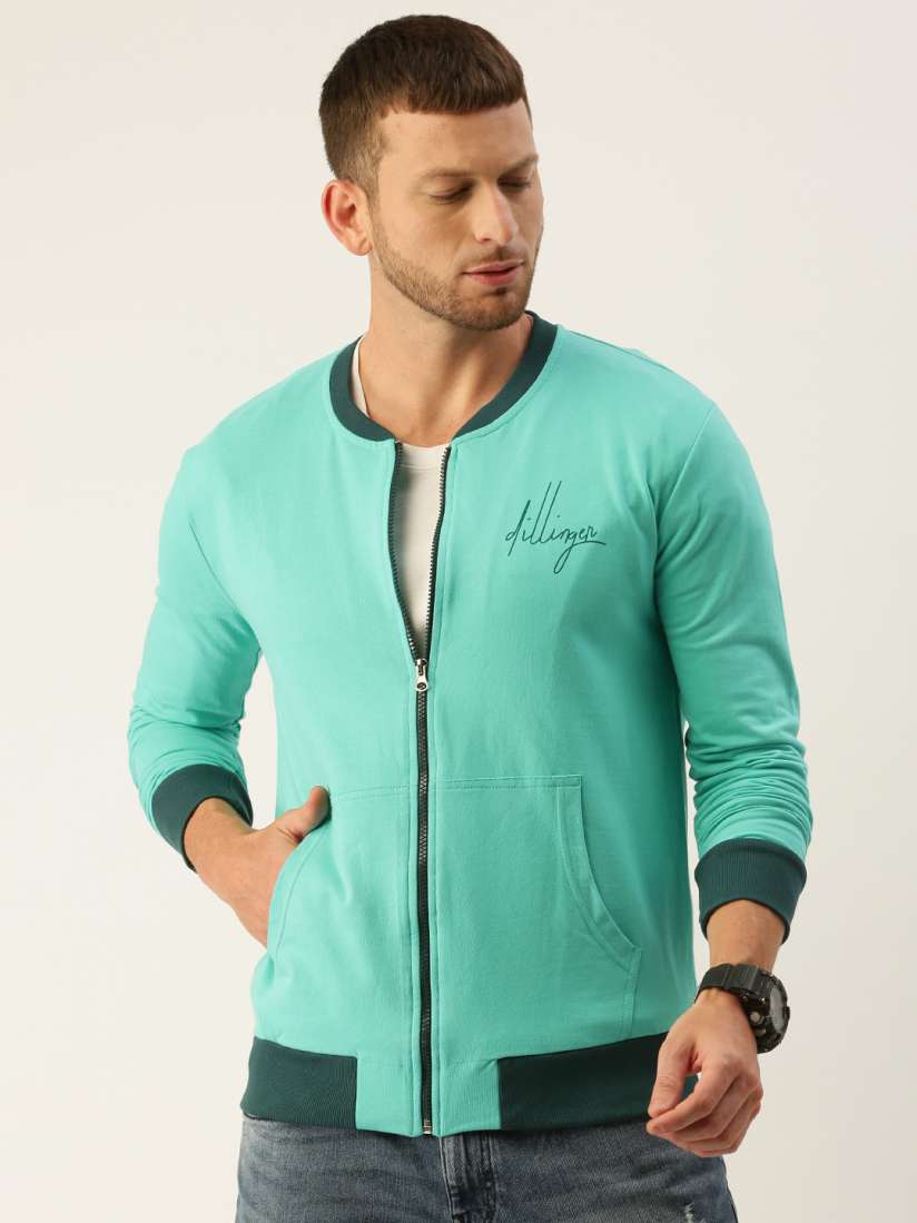 Buy DILLINGER Men Turquoise Blue Solid Cotton Bomber Jacket Jackets for Men 13002916 Myntra