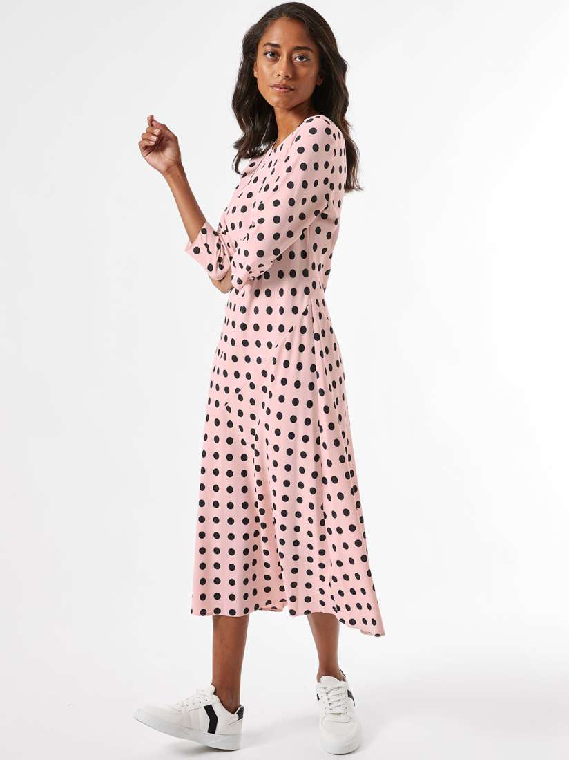 Buy DOROTHY PERKINS Women Petite Pink Black Polka Dot Print A Line Dress Dresses for Women 13004954 Myntra