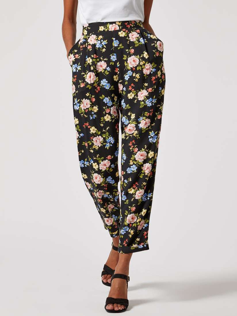 Buy DOROTHY PERKINS Women Black Peach Coloured Regular Fit Floral Print Trousers Trousers for Women 13004962 Myntra