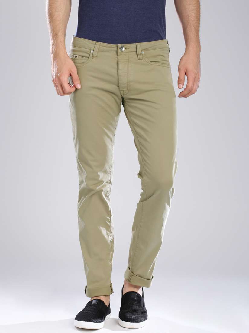 Buy GAS Beige Mitch Straight Slim Fit Casual Trousers Trousers for Men 1300926 Myntra