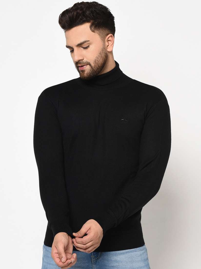 High neck black sweater mens online