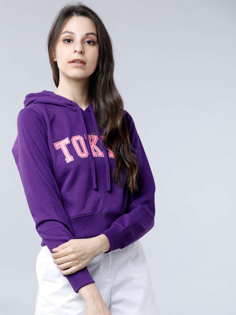 Buy Tokyo Talkies Women Purple Printed Hooded Sweatshirt Sweatshirts for Women 13015620 Myntra