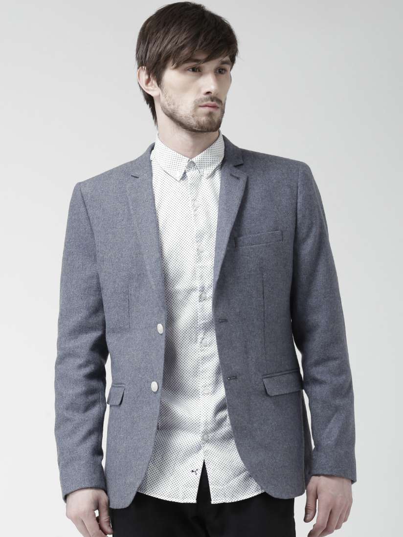 Buy New Look Grey Single Breasted Smart Casual Blazer Blazers for Men 1302072 Myntra