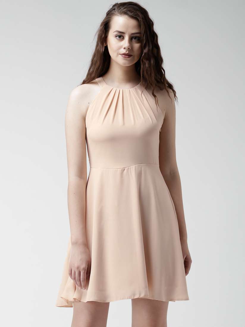 Buy New Look Peach Coloured Fit Flare Dress Dresses for Women 1302082 Myntra